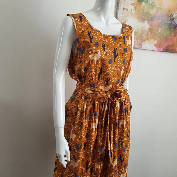 NWT Princess Highway Size 14 Llama Print Fit and Flare Dress with Pockets - Picture 10 of 15